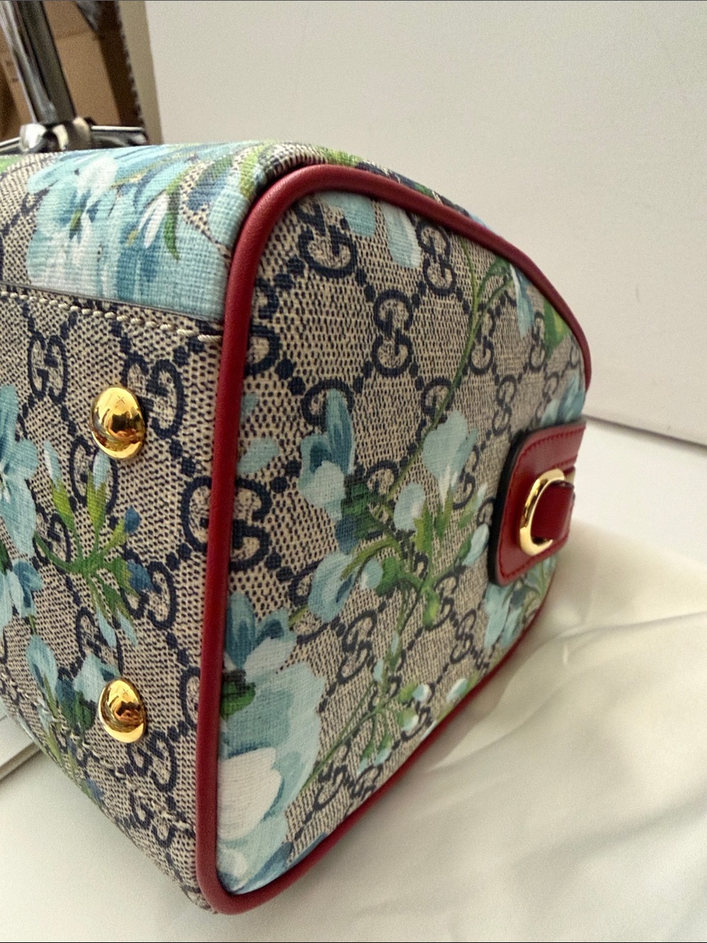 Gucci Blue Bloom GG Coated Canvas Small Boston Handbag 546314 - Picture 6 of 15